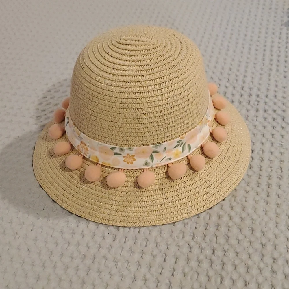 Pompom Straw Hat Sizec4T